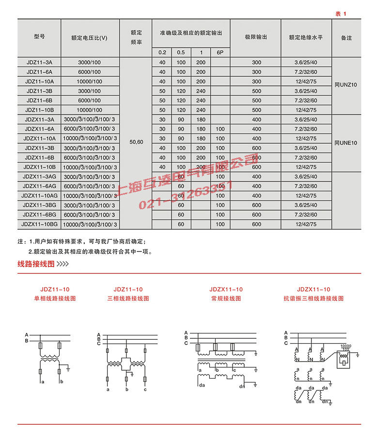 JDZ11-10A电压互感器接线图