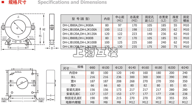 LJK-120零序电流互感器尺寸图